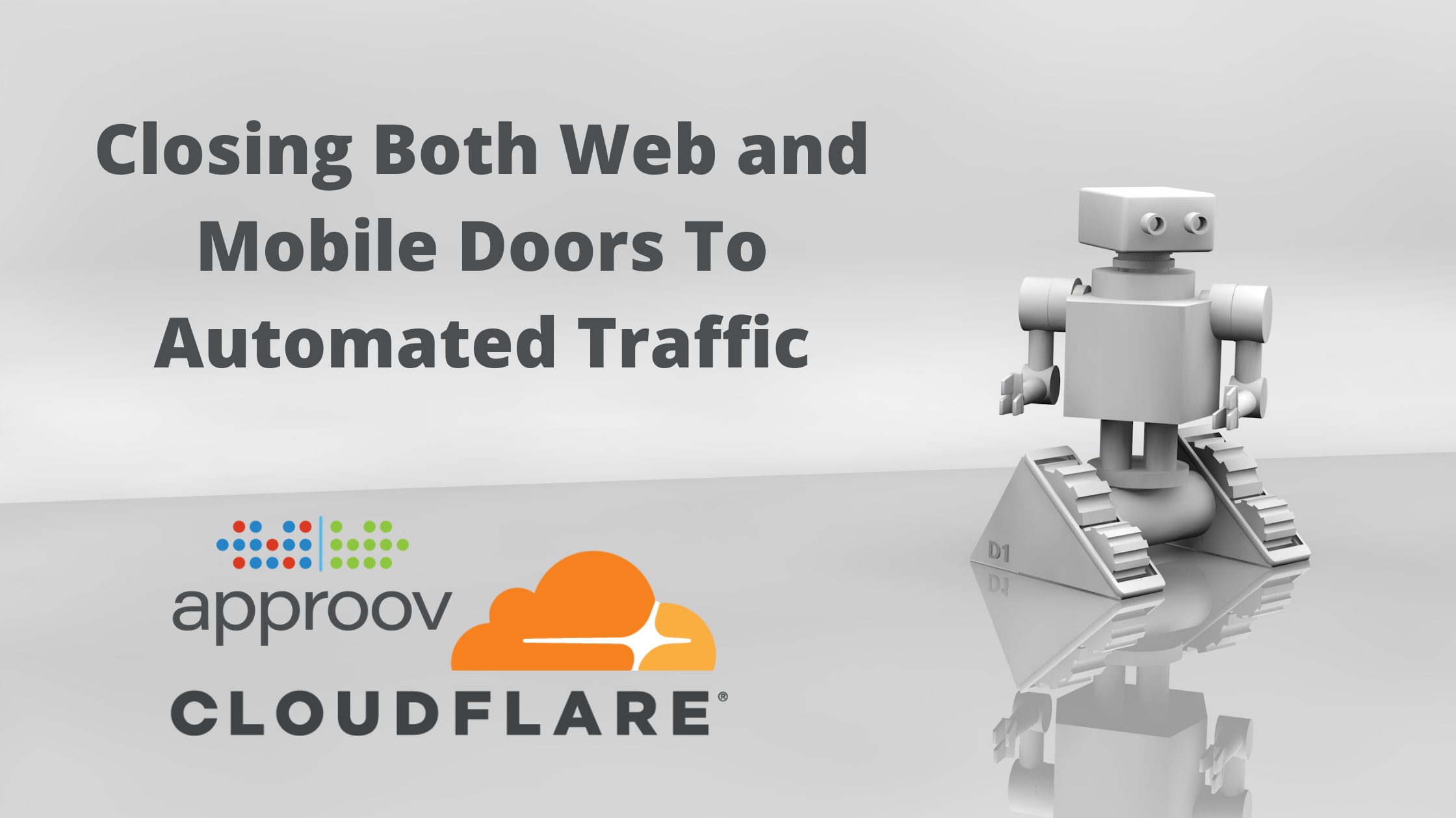 Approov and Cloudflare logos below the article title and a toy robot