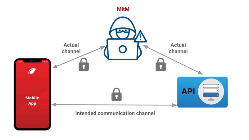 Approov diagram showing Man in the Middle attack