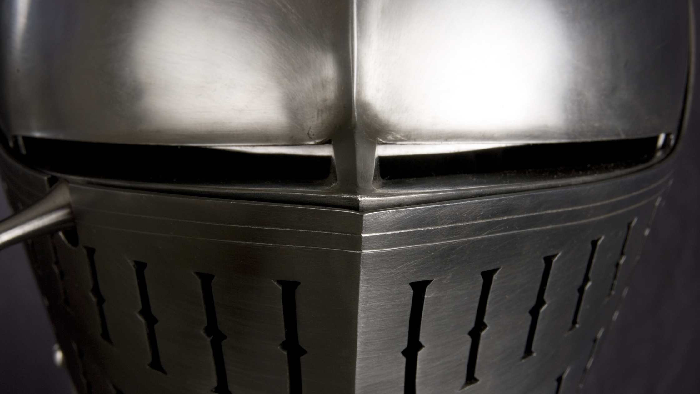 Close up of medieval armoured helmet