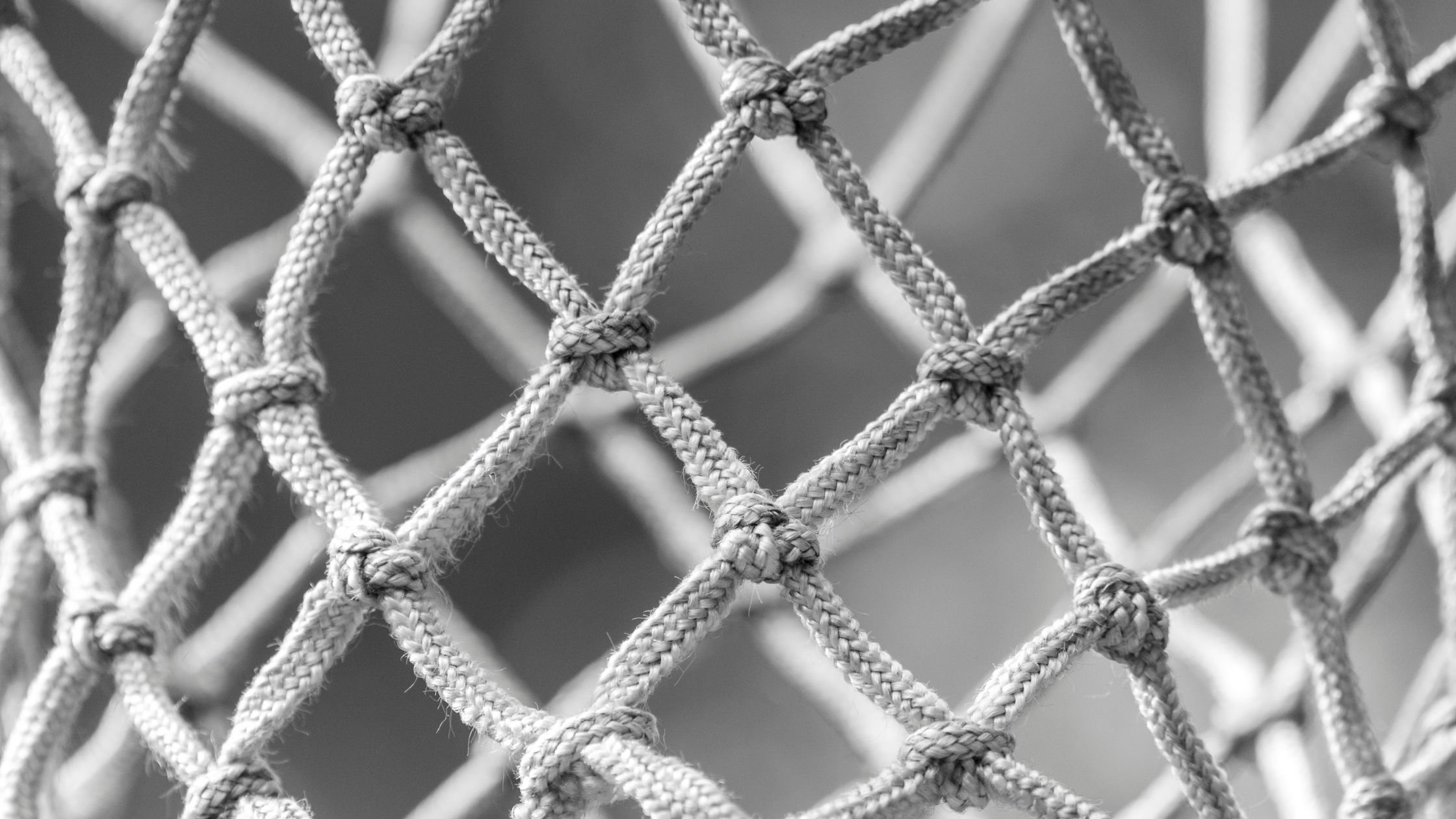 Closeup of basketball nets