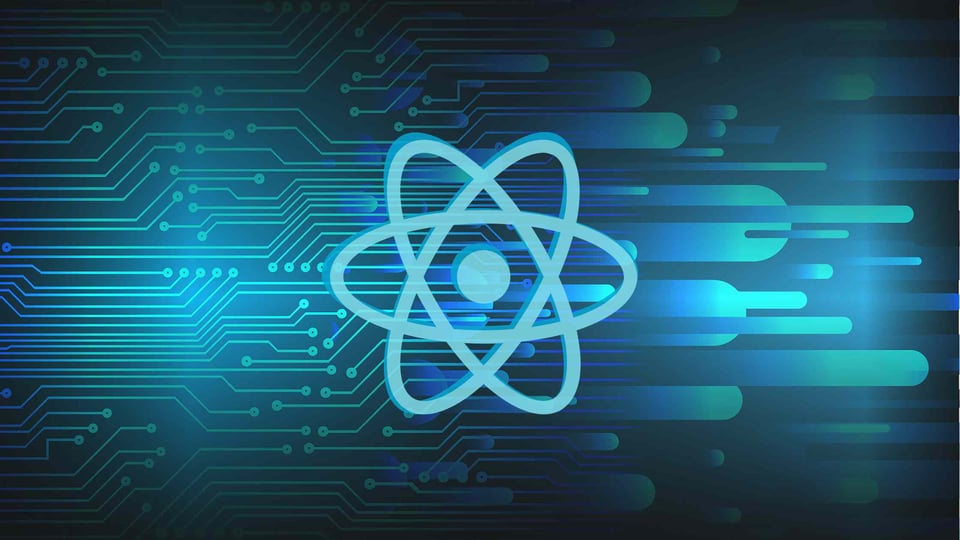 Digital background with React Native logo