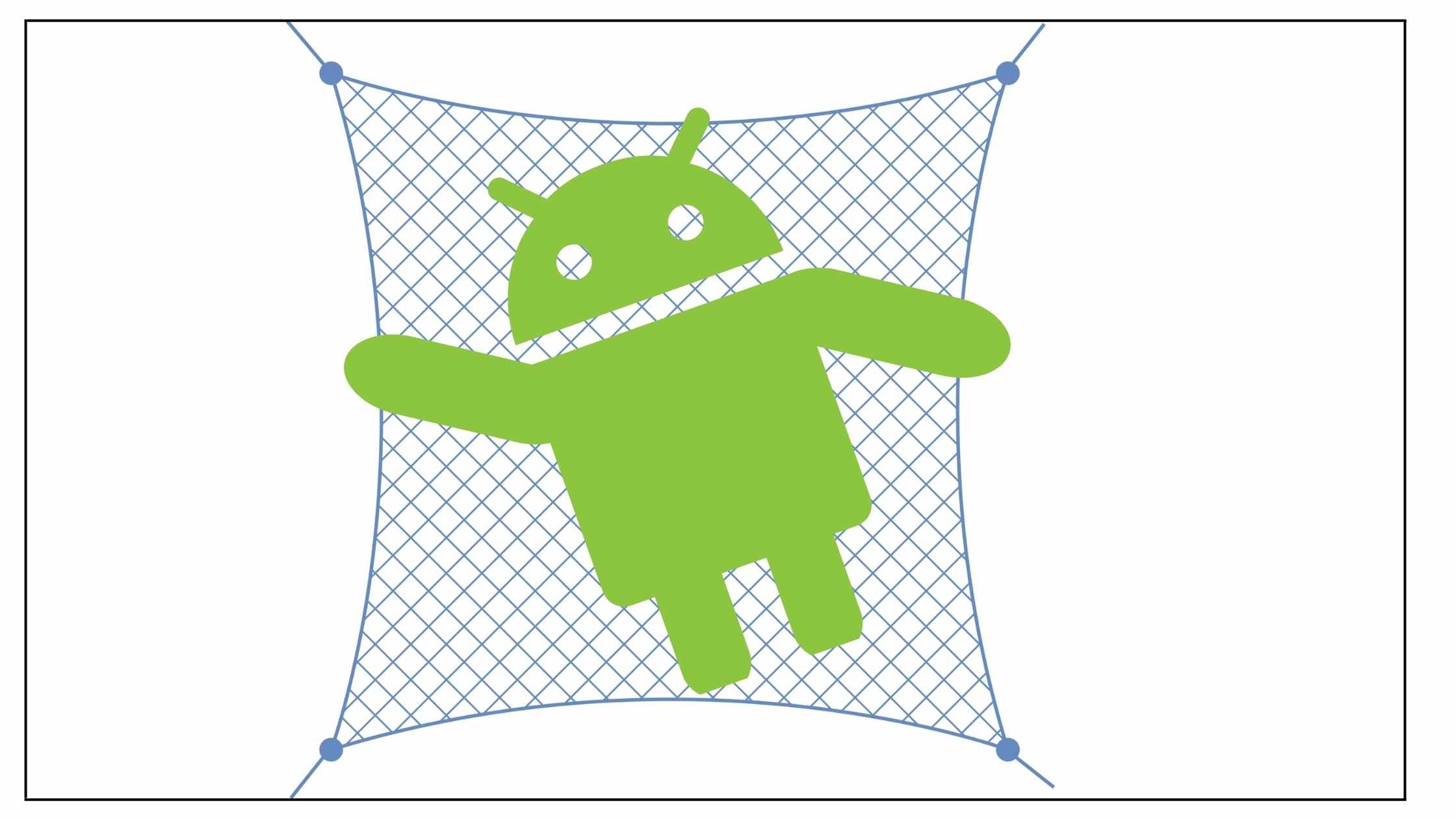 Google SafetyNet concept; Android logo on safety net