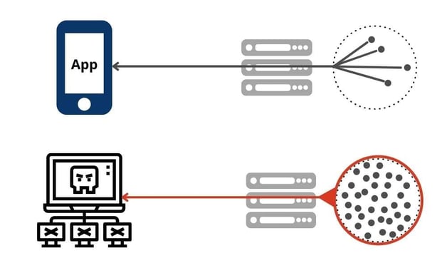 Graphic illustrating an API botnet attack