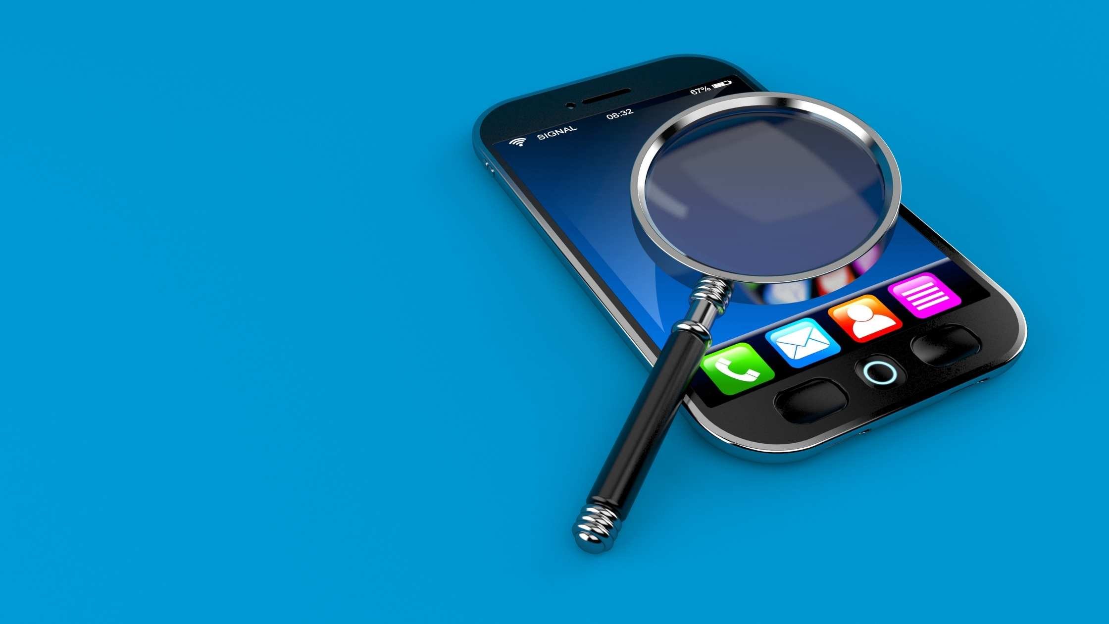 Magnifying glass on a mobile phone