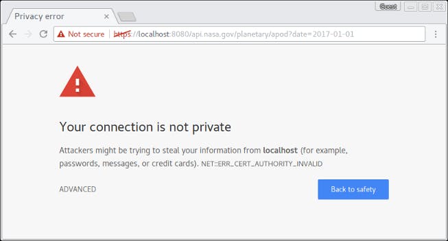 Screenshot showing Chrome refusing connection