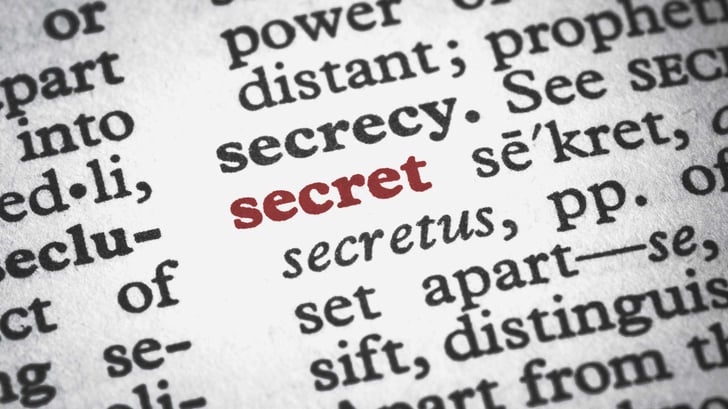 Secrets Concept; Dictionary definition of secret