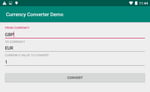 Screenshot from the initial screen for the Currency Converter Demo app.