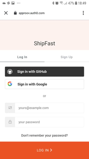 shipfast-auth0-login-screen