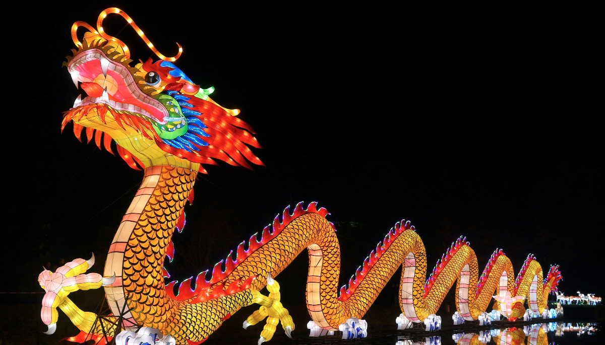 golden dragon statue used to symbolise a myth