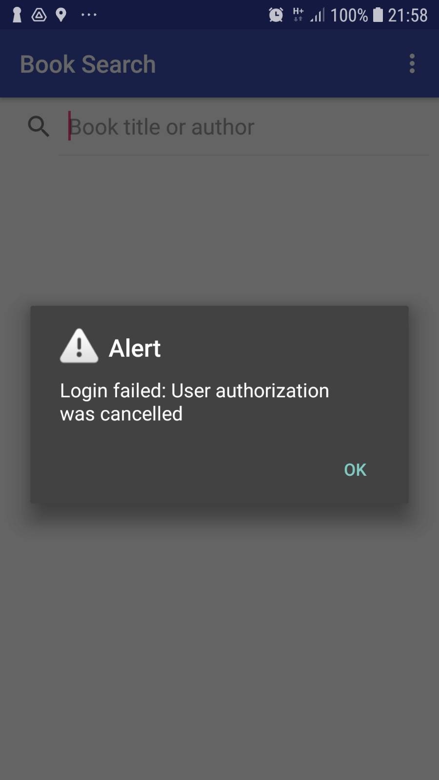 Mobile app login failure